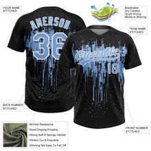 Laden Sie das Bild in den Galerie-Viewer, Uksn Individuelles Schwarz Hellblau-Weiß Tropf-Spritzfarbe Zweiknopf Unisex Softball-Trikot
