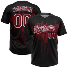 Laden Sie das Bild in den Galerie-Viewer, Uksn Individuelles Schwarz Karmesinrot-Weiß Tropf-Spritzfarbe Zweiknopf Unisex Softball-Trikot