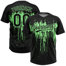 Laden Sie das Bild in den Galerie-Viewer, Uksn Individuelles Schwarz Erbsengrün Tropf-Spritzfarbe Zweiknopf Unisex Softball-Trikot