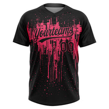 Laden Sie das Bild in den Galerie-Viewer, Uksn Individuelles Schwarz Neonpink Tropf-Spritzfarbe Zweiknopf Unisex Softball-Trikot