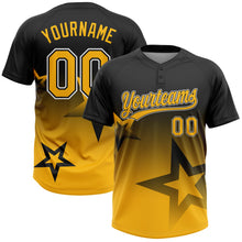 Laden Sie das Bild in den Galerie-Viewer, Uksn Individuelles Schwarz Gold-Weiß Farbverlauf-Stil Funkelnder Stern Zweiknopf Unisex Softball-Trikot