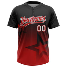 Laden Sie das Bild in den Galerie-Viewer, Uksn Individuelles Schwarz Rot-Weiß Farbverlauf-Stil Funkelnder Stern Zweiknopf Unisex Softball-Trikot