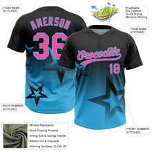 Laden Sie das Bild in den Galerie-Viewer, Uksn Individuelles Schwarz Pink-Himmelblau Farbverlauf-Stil Funkelnder Stern Zweiknopf Unisex Softball-Trikot