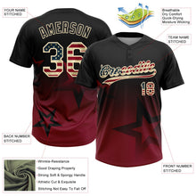 Laden Sie das Bild in den Galerie-Viewer, Uksn Individuelles Schwarz Vintage USA-Flagge Karmesinrot-Creme Farbverlauf-Stil Funkelnder Stern Zweiknopf Unisex Softball-Trikot