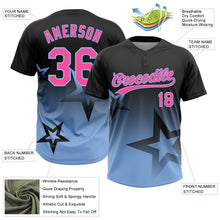 Laden Sie das Bild in den Galerie-Viewer, Uksn Individuelles Schwarz Pink-Hellblau Farbverlauf-Stil Funkelnder Stern Zweiknopf Unisex Softball-Trikot