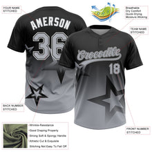 Laden Sie das Bild in den Galerie-Viewer, Uksn Individuelles Schwarz Grau-Weiß Farbverlauf-Stil Funkelnder Stern Zweiknopf Unisex Softball-Trikot