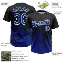 Laden Sie das Bild in den Galerie-Viewer, Uksn Individuelles Schwarz Royalblau-Weiß Farbverlauf-Stil Funkelnder Stern Zweiknopf Unisex Softball-Trikot