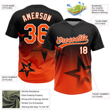 Laden Sie das Bild in den Galerie-Viewer, Uksn Individuelles Schwarz Orange-Weiß Farbverlauf-Stil Funkelnder Stern Zweiknopf Unisex Softball-Trikot