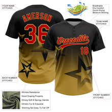 Laden Sie das Bild in den Galerie-Viewer, Uksn Individuelles Schwarz Rot-Altgold Farbverlauf-Stil Funkelnder Stern Zweiknopf Unisex Softball-Trikot