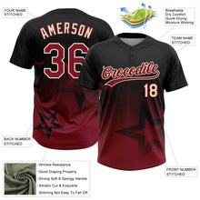 Laden Sie das Bild in den Galerie-Viewer, Uksn Individuelles Schwarz Karmesinrot-Creme Farbverlauf-Stil Funkelnder Stern Zweiknopf Unisex Softball-Trikot
