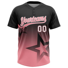 Laden Sie das Bild in den Galerie-Viewer, Uksn Individuelles Schwarz Mittelrosa-Weiß Farbverlauf-Stil Funkelnder Stern Zweiknopf Unisex Softball-Trikot