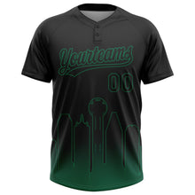 Laden Sie das Bild in den Galerie-Viewer, Uksn Individuelles Schwarz Kelly-Grün Dallas City Edition Farbverlauf Zweiknopf Unisex Softball-Trikot