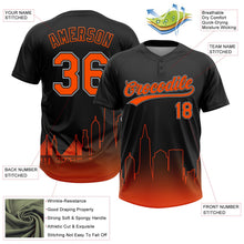 Laden Sie das Bild in den Galerie-Viewer, Uksn Individuelles Schwarz Orange-Grau San Francisco City Edition Farbverlauf Zweiknopf Unisex Softball-Trikot