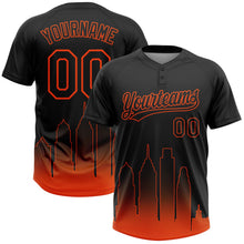 Laden Sie das Bild in den Galerie-Viewer, Uksn Individuelles Schwarz Orange Philadelphia City Edition Farbverlauf Zweiknopf Unisex Softball-Trikot