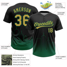 Laden Sie das Bild in den Galerie-Viewer, Uksn Individuelles Schwarz Altgold-Kelly-Grün Boston City Edition Farbverlauf Zweiknopf Unisex Softball-Trikot