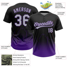 Laden Sie das Bild in den Galerie-Viewer, Uksn Individuelles Schwarz Grau-Violett Sacramento City Edition Farbverlauf Zweiknopf Unisex Softball-Trikot