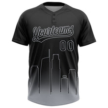 Laden Sie das Bild in den Galerie-Viewer, Uksn Individuelles Schwarz Grau Los Angeles City Edition Farbverlauf Zweiknopf Unisex Softball-Trikot