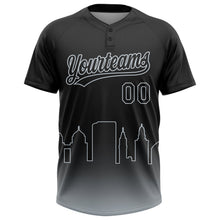 Laden Sie das Bild in den Galerie-Viewer, Uksn Individuelles Schwarz Silber Oakland City Edition Farbverlauf Zweiknopf Unisex Softball-Trikot