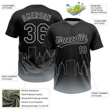 Laden Sie das Bild in den Galerie-Viewer, Uksn Individuelles Schwarz Silber Oakland City Edition Farbverlauf Zweiknopf Unisex Softball-Trikot