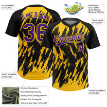 Laden Sie das Bild in den Galerie-Viewer, Uksn Individuelles Schwarz Violett-Gelb Spritzklecks zerrissener scharfer Pinselstrich Zweiknopf Unisex Softball-Trikot