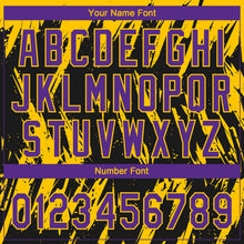 Laden Sie das Bild in den Galerie-Viewer, Uksn Individuelles Schwarz Violett-Gelb Spritzklecks zerrissener scharfer Pinselstrich Zweiknopf Unisex Softball-Trikot