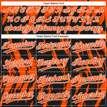 Laden Sie das Bild in den Galerie-Viewer, Uksn Individuelles Schwarz Orange-Weiß Spritzklecks zerrissener scharfer Pinselstrich Zweiknopf Unisex Softball-Trikot