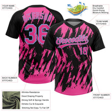 Laden Sie das Bild in den Galerie-Viewer, Uksn Individuelles Schwarz Pink-Hellblau Spritzklecks zerrissener scharfer Pinselstrich Zweiknopf Unisex Softball-Trikot