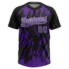 Laden Sie das Bild in den Galerie-Viewer, Uksn Individuelles Schwarz Violett-Weiß Spritzklecks zerrissener scharfer Pinselstrich Zweiknopf Unisex Softball-Trikot