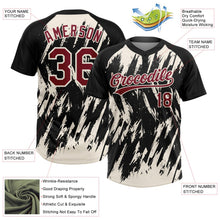 Laden Sie das Bild in den Galerie-Viewer, Uksn Individuelles Schwarz Karmesinrot-Creme Spritzklecks zerrissener scharfer Pinselstrich Zweiknopf Unisex Softball-Trikot