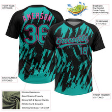 Laden Sie das Bild in den Galerie-Viewer, Uksn Individuelles Schwarz Aqua-Pink Spritzklecks zerrissener scharfer Pinselstrich Zweiknopf Unisex Softball-Trikot