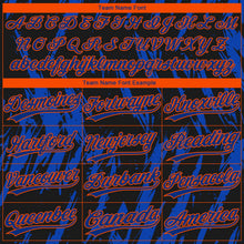 Laden Sie das Bild in den Galerie-Viewer, Uksn Individuelles Schwarz Gewitterblau-Orange Spritzklecks zerrissener scharfer Pinselstrich Zweiknopf Unisex Softball-Trikot
