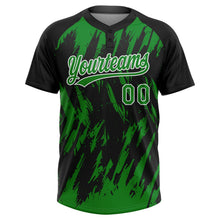 Laden Sie das Bild in den Galerie-Viewer, Uksn Individuelles Schwarz Grasgrün-Weiß Spritzklecks zerrissener scharfer Pinselstrich Zweiknopf Unisex Softball-Trikot