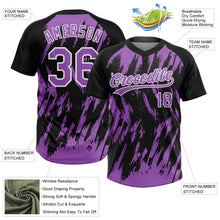 Laden Sie das Bild in den Galerie-Viewer, Uksn Individuelles Schwarz Mittelviolett-Weiß Spritzklecks zerrissener scharfer Pinselstrich Zweiknopf Unisex Softball-Trikot
