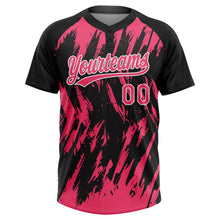 Laden Sie das Bild in den Galerie-Viewer, Uksn Individuelles Schwarz Neonpink-Weiß Spritzklecks zerrissener scharfer Pinselstrich Zweiknopf Unisex Softball-Trikot