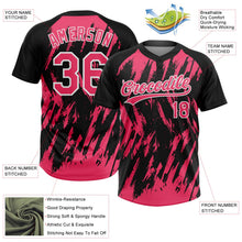 Laden Sie das Bild in den Galerie-Viewer, Uksn Individuelles Schwarz Neonpink-Weiß Spritzklecks zerrissener scharfer Pinselstrich Zweiknopf Unisex Softball-Trikot