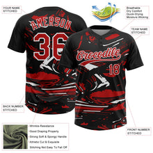 Laden Sie das Bild in den Galerie-Viewer, Uksn Individuelles Schwarz Rot-Weiß Raglanärmel Abstrakt fließender Marmor Zweiknopf Unisex Softball-Trikot