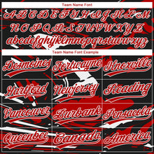Laden Sie das Bild in den Galerie-Viewer, Uksn Individuelles Schwarz Rot-Weiß Raglanärmel Abstrakt fließender Marmor Zweiknopf Unisex Softball-Trikot