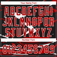 Laden Sie das Bild in den Galerie-Viewer, Uksn Individuelles Schwarz Rot-Weiß Raglanärmel Abstrakt fließender Marmor Zweiknopf Unisex Softball-Trikot