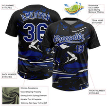 Laden Sie das Bild in den Galerie-Viewer, Uksn Individuelles Schwarz Royalblau-Weiß Raglanärmel Abstrakt fließender Marmor Zweiknopf Unisex Softball-Trikot
