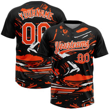 Laden Sie das Bild in den Galerie-Viewer, Uksn Individuelles Schwarz Orange-Weiß Raglanärmel Abstrakt fließender Marmor Zweiknopf Unisex Softball-Trikot