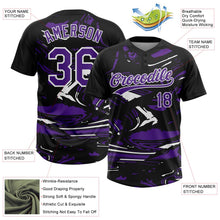 Laden Sie das Bild in den Galerie-Viewer, Uksn Individuelles Schwarz Violett-Weiß Raglanärmel Abstrakt fließender Marmor Zweiknopf Unisex Softball-Trikot