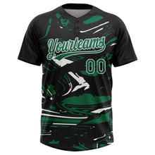 Laden Sie das Bild in den Galerie-Viewer, Uksn Individuelles Schwarz Kelly-Grün-Weiß Raglanärmel Abstrakt fließender Marmor Zweiknopf Unisex Softball-Trikot