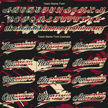 Laden Sie das Bild in den Galerie-Viewer, Uksn Individuelles Schwarz Vintage USA-Flagge Karmesinrot Creme-Creme Raglanärmel Abstrakt fließender Marmor Zweiknopf Unisex Softball-Trikot