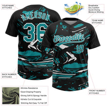 Laden Sie das Bild in den Galerie-Viewer, Uksn Individuelles Schwarz Petrol-Weiß Raglanärmel Abstrakt fließender Marmor Zweiknopf Unisex Softball-Trikot