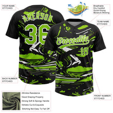 Laden Sie das Bild in den Galerie-Viewer, Uksn Individuelles Schwarz Neongrün-Weiß Raglanärmel Abstrakt fließender Marmor Zweiknopf Unisex Softball-Trikot
