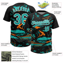 Laden Sie das Bild in den Galerie-Viewer, Uksn Individuelles Schwarz Aqua Bay Orange-Weiß Raglanärmel Abstrakt fließender Marmor Zweiknopf Unisex Softball-Trikot