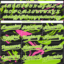 Laden Sie das Bild in den Galerie-Viewer, Uksn Individuelles Schwarz Neongrün Pink-Weiß Raglanärmel Abstrakt fließender Marmor Zweiknopf Unisex Softball-Trikot