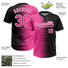 Laden Sie das Bild in den Galerie-Viewer, Uksn Individuelles Schwarz Pink-Weiß Farbverlauf Horizontaler Streifen Zweiknopf Unisex Softball-Trikot