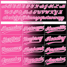 Laden Sie das Bild in den Galerie-Viewer, Uksn Individuelles Schwarz Pink-Weiß Farbverlauf Horizontaler Streifen Zweiknopf Unisex Softball-Trikot