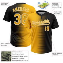 Laden Sie das Bild in den Galerie-Viewer, Uksn Individuelles Schwarz Gold-Weiß Farbverlauf Horizontaler Streifen Zweiknopf Unisex Softball-Trikot